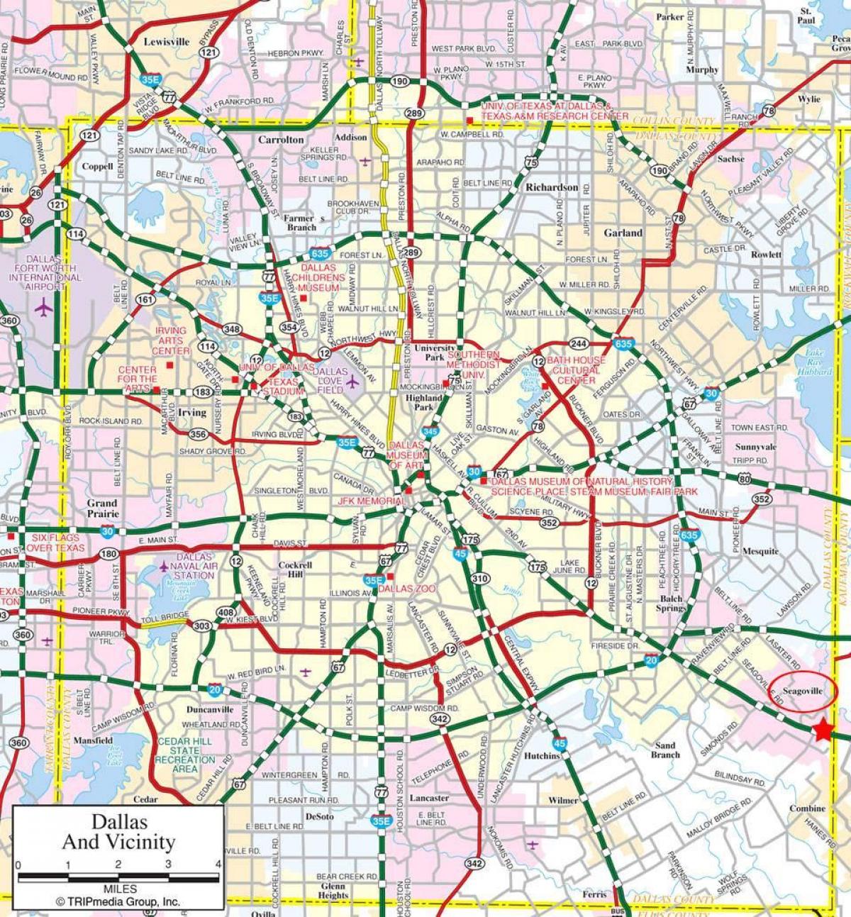 karta över Dallas förorter