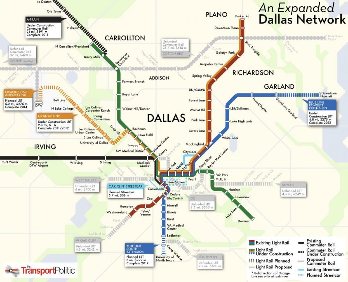 Dallas train system karta