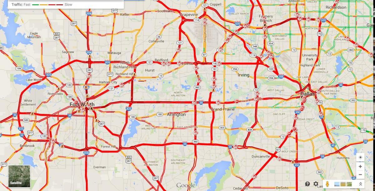 karta över Dallas trafik
