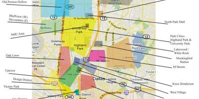 Karta över Dallas stadsdelar