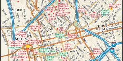 Karta över centrala Dallas gatorna
