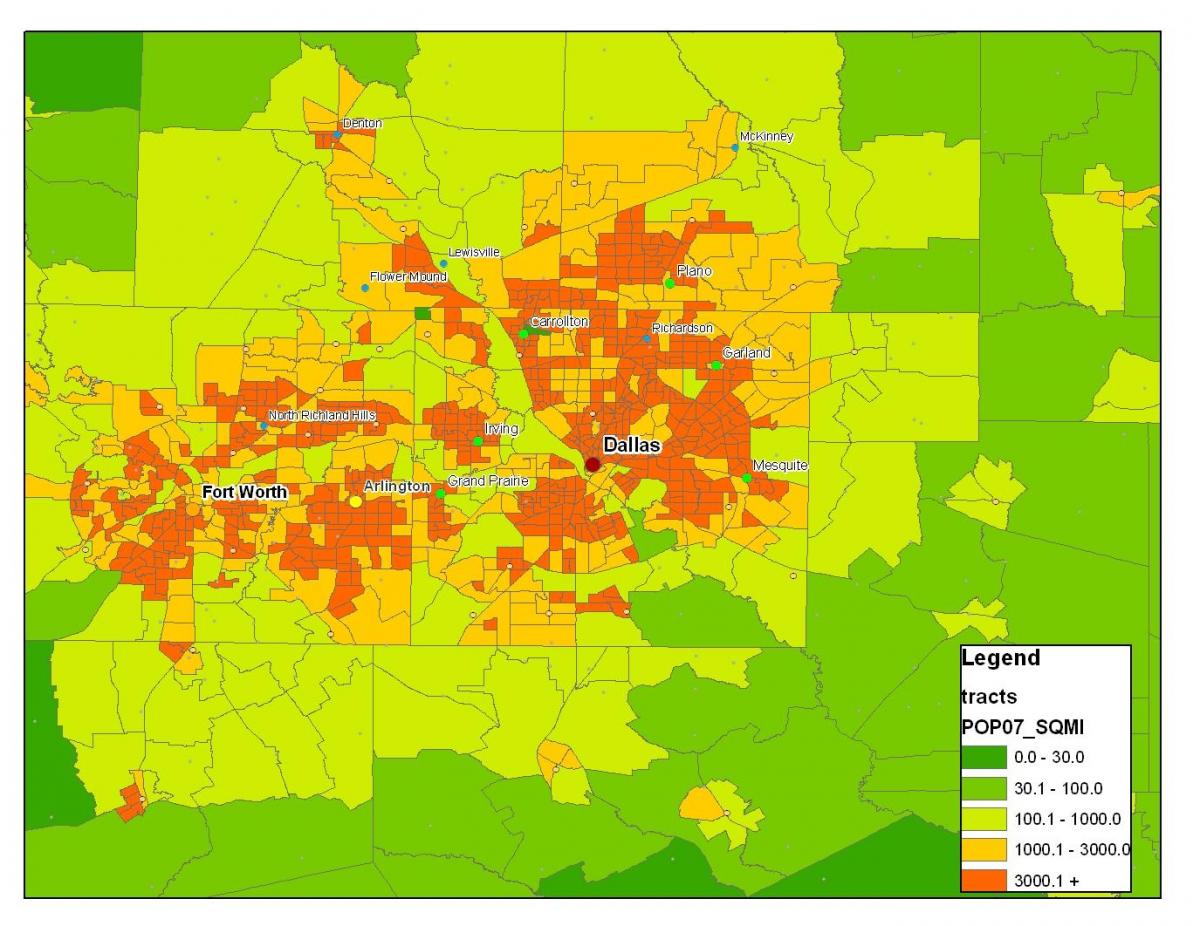 karta över Dallas metroplex