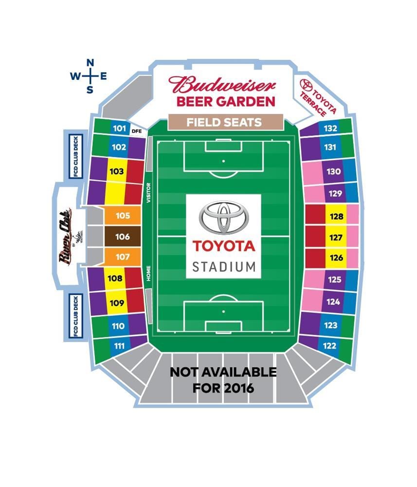 karta över Toyota Stadium Dallas